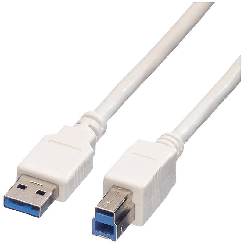 Foto van Value usb-kabel usb 3.2 gen1 (usb 3.0 / usb 3.1 gen1) usb-a stekker, usb-b stekker 1.80 m wit afgeschermd 11.99.8870