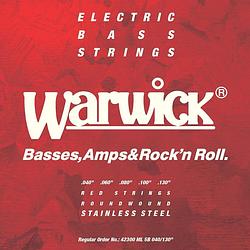 Foto van Warwick 42300 ml red strings stainless steel 5-string medium light .040-.130 5-snarige elektrische basgitaarsnaren