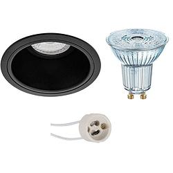 Foto van Led spot set - osram parathom par16 930 36d - pragmi minko pro - gu10 fitting - dimbaar - inbouw rond - mat zwart - 5.5w