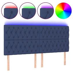 Foto van Vidaxl hoofdbord led 180x7x118/128 cm stof blauw