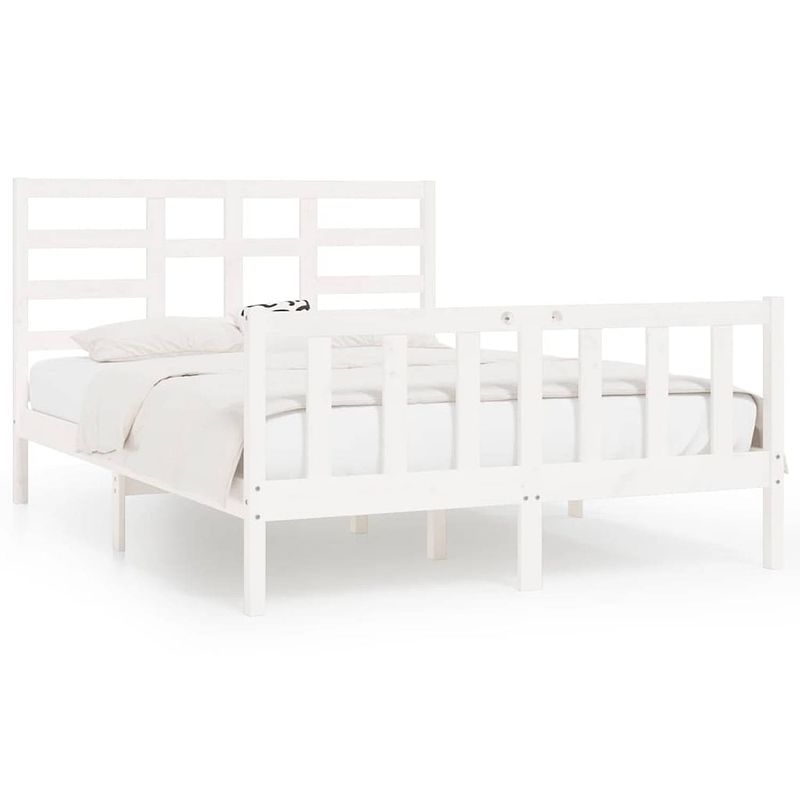 Foto van The living store bedframe massief grenenhout wit 140x200 cm - bed