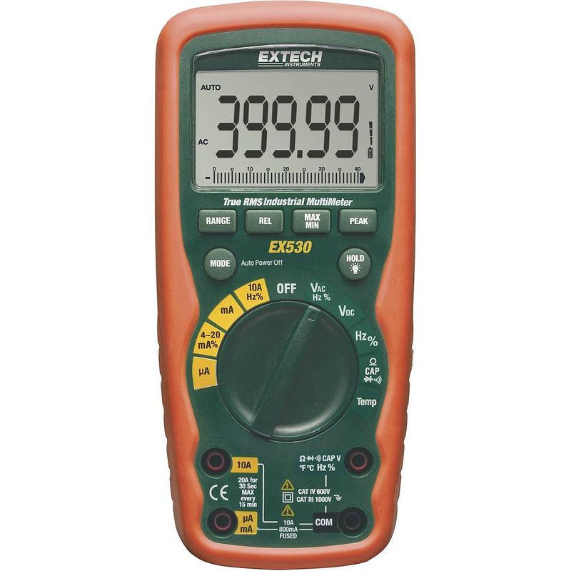 Foto van Extech ex530 multimeter digitaal waterbestendig (ip67) cat iii 1000 v, cat iv 600 v weergave (counts): 40000