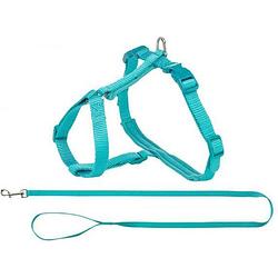 Foto van Trixie kattentuig met riem premium 33-57 x 1,3 cm nylon turquoise