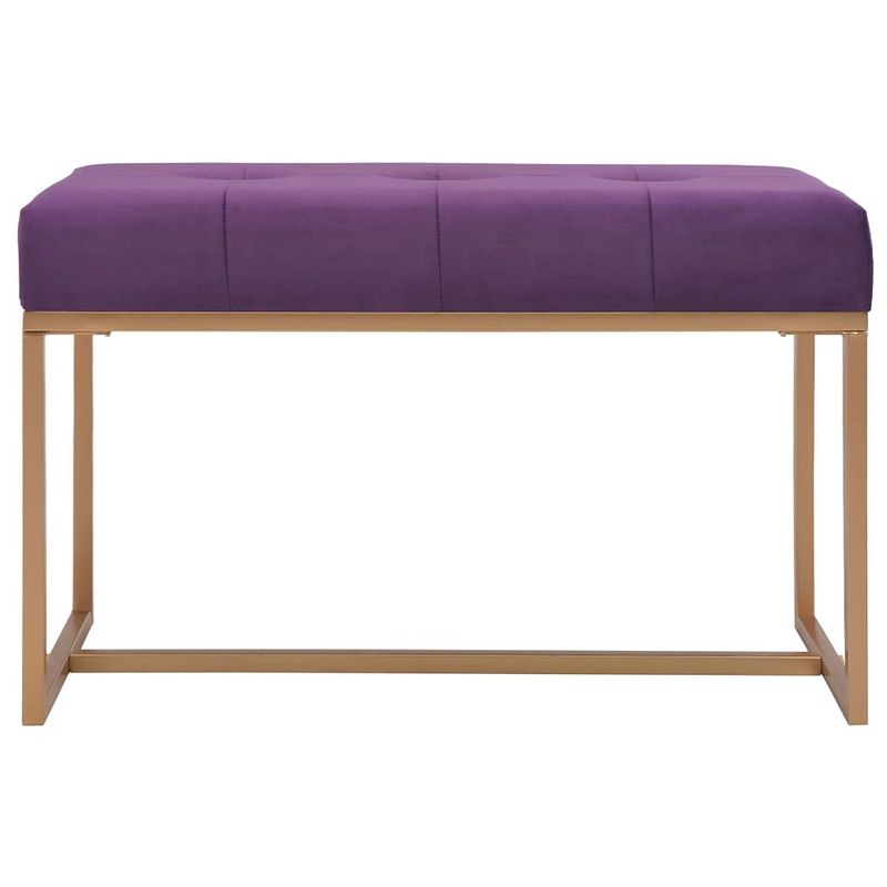 Foto van The living store halbankje purple velvet- 80x36x45cm -stabiele ijzeren poten