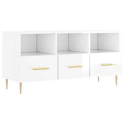 Foto van Vidaxl tv-meubel 102x36x50 cm bewerkt hout hoogglans wit