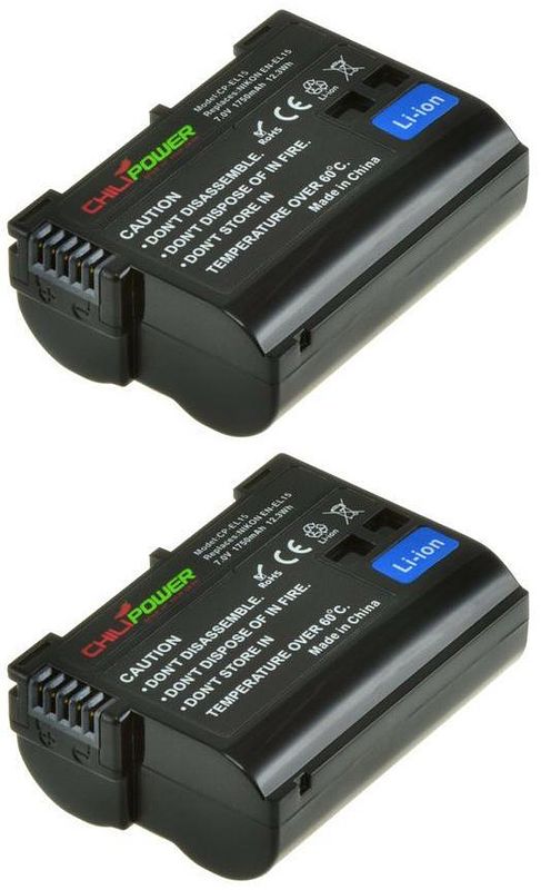 Foto van Chilipower en-el15 accu voor nikon - 1750mah - 2-pack