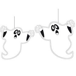 Foto van Halloween thema 4x hangende spoken/geest decoraties wit 20 en 30 cm - hangdecoratie