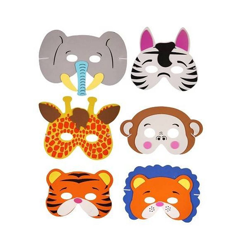 Foto van 24 stuks mix dieren maskers van foam traktatie - uitdeelcadeautjes