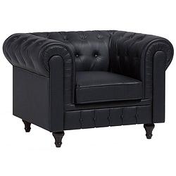 Foto van Beliani chesterfield - fauteuil-zwart-kunstleer