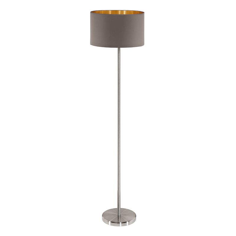 Foto van Eglo maserlo vloerlamp - e27 - 151 cm - grijs/cappucino, goud