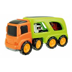 Foto van Toi-toys truck met 2 hulpdienstvoertuigen 45 cm oranje/groen