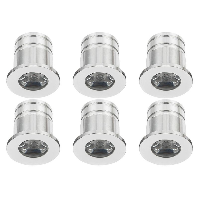 Foto van Led veranda spot verlichting 6 pack - 3w - warm wit 3000k - inbouw - rond - mat zilver - aluminium - ø31mm