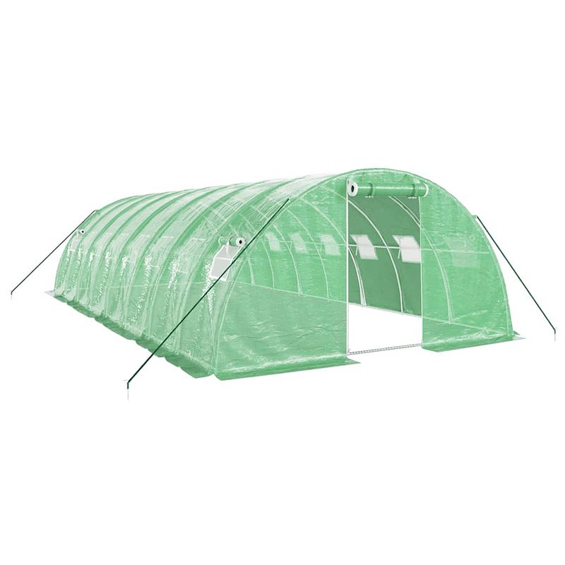 Foto van The living store broeikas - groen - 8 x 4 x 2 m - pe en gegalvaniseerd staal - met 2 ritsen