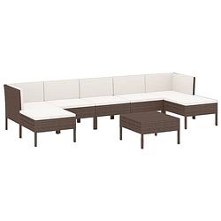 Foto van Vidaxl 8-delige loungeset met kussens poly rattan bruin