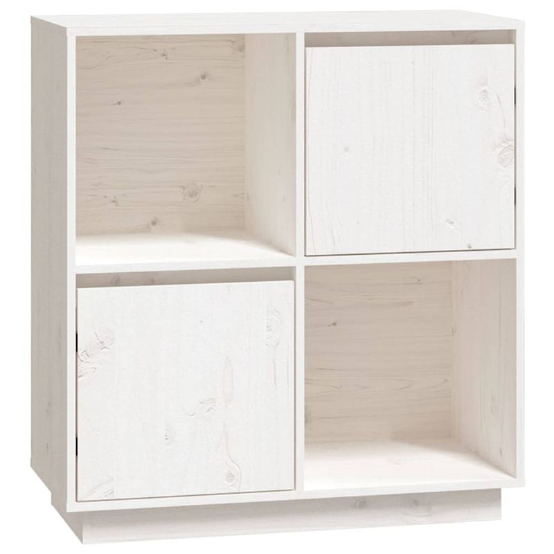 Foto van Vidaxl dressoir 74x35x80 cm massief grenenhout wit