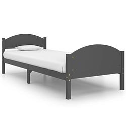 Foto van The living store bedframe massief grenenhout - 206 x 105.5 x 73.5 cm - donkergrijs