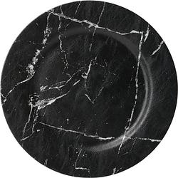 Foto van Home & styling kaarsenbord - zwart marmer - kunststof - d33 cm - kaarsenplateaus
