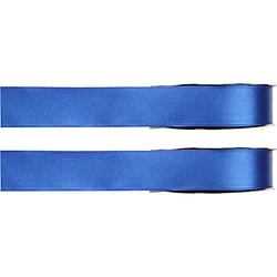 Foto van 2x hobby/decoratie blauwe satijnen sierlinten 1 cm/10 mm x 25 meter - cadeaulinten