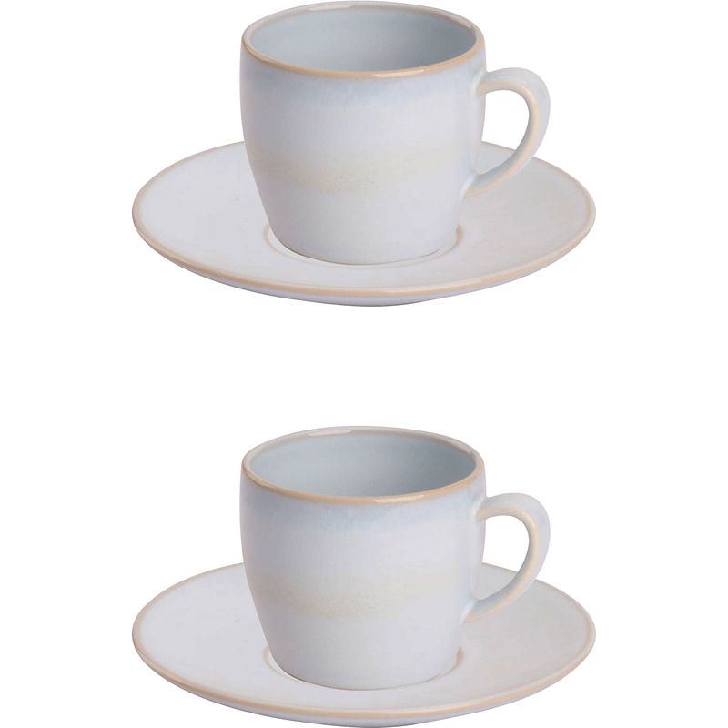 Foto van Palmer koffiekop en schotel barolo 21 cl 8 cm lichtblauw stoneware 2 stuk(s)