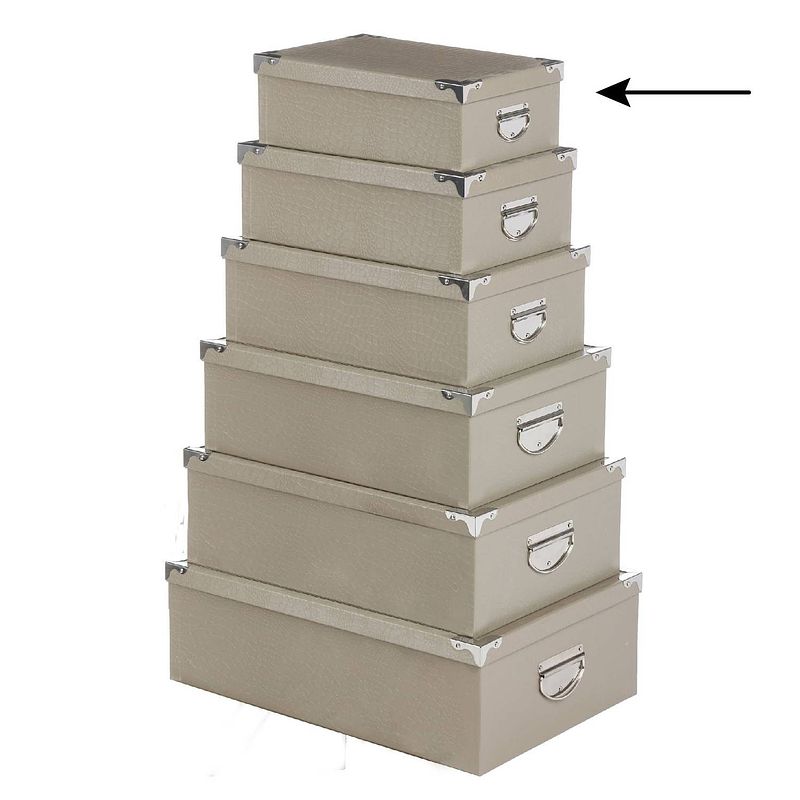 Foto van 5five opbergdoos/box - beige - l28 x b19.5 x h11 cm - stevig karton - crocobox - opbergbox