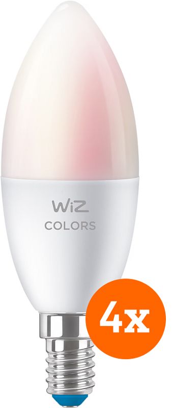 Foto van Wiz smart kaarslamp 4-pack - gekleurd en wit licht - e14