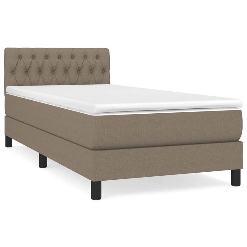 Foto van The living store boxspringbed - comfortmax - bed 193x90x78/88cm - taupe - pocketvering matras 90x190x20cm - middelharde