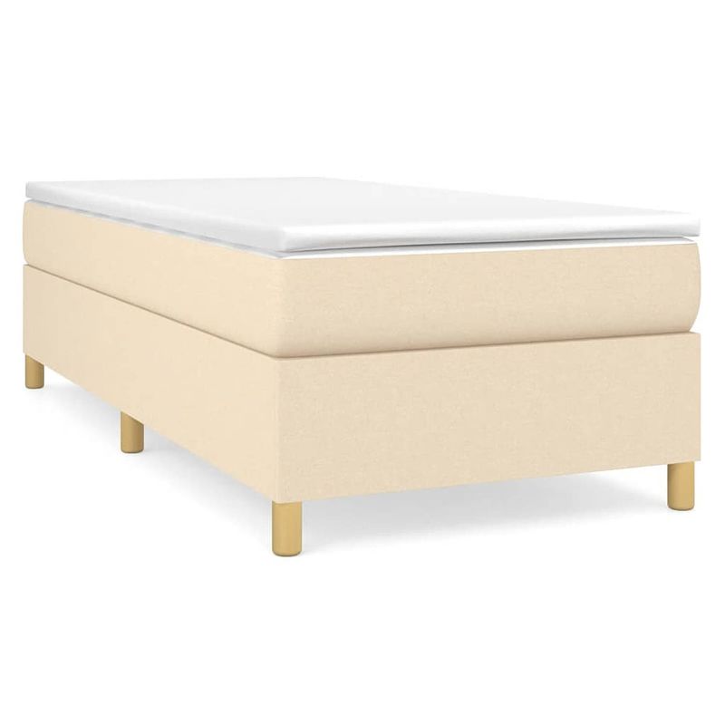 Foto van The living store boxspringbed - comfort - bedframe en matras - 203x100x35 cm - crème stof - pocketvering matras -