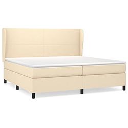 Foto van The living store boxspringbed - pocketvering - middelhard - crème - 203 x 203 x 118/128 cm - inclusief 2 matrassen en