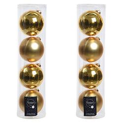 Foto van Tubes met 8x gouden kerstballen van glas 10 cm glans en mat - kerstbal