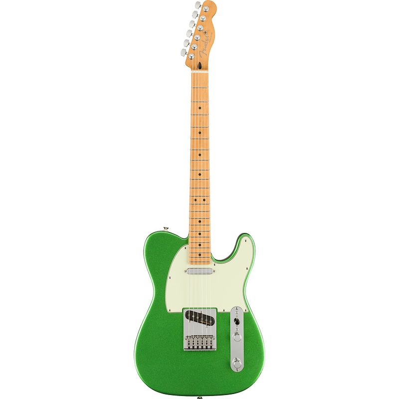 Foto van Fender player plus telecaster mn cosmic jade elektrische gitaar met deluxe gigbag