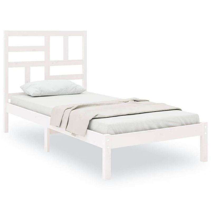 Foto van The living store bedframe - grenenhout - eenpersoons - 205.5 x 106 x 104 cm - wit