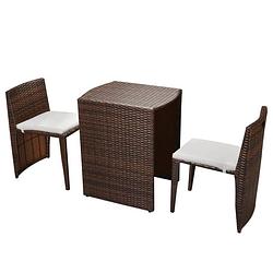 Foto van Vidaxl 3-delige bistroset met kussens poly rattan bruin