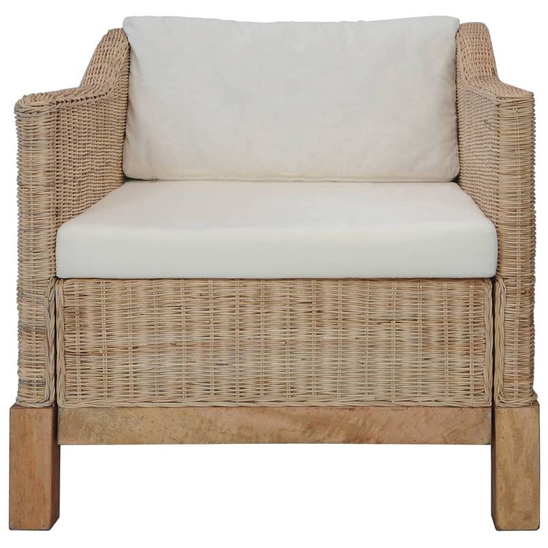 Foto van The living store the living store rattan bankstelset - natuurlijk rattan - houten frame - comfortabele kussens