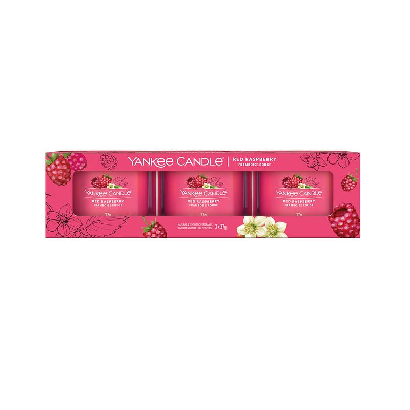 Foto van Yankee candle giftset red raspberry - 3 stuks