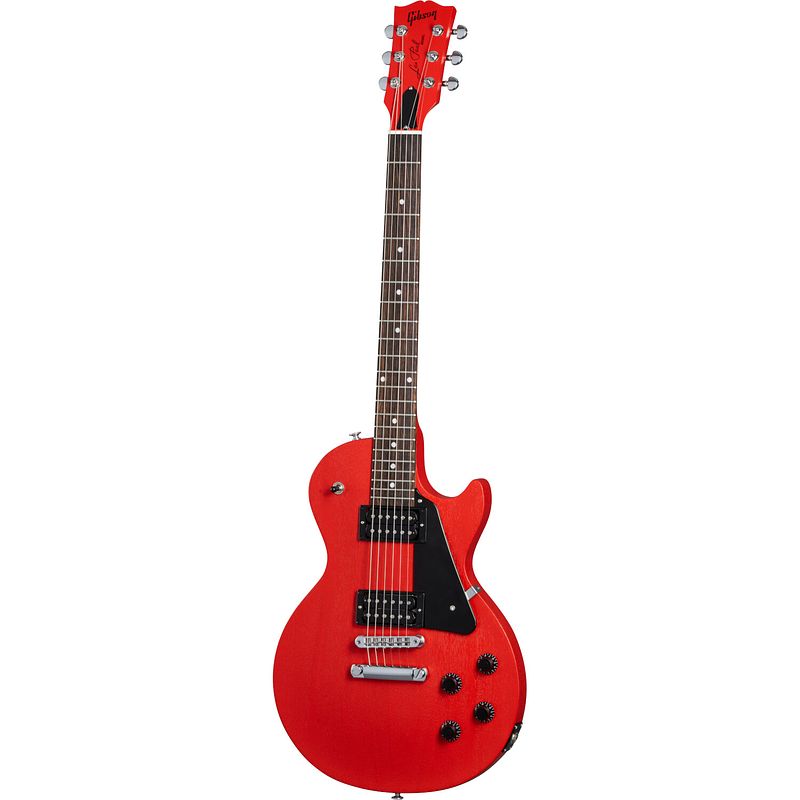 Foto van Gibson les paul modern lite cardinal red satin elektrische gitaar met soft shell case