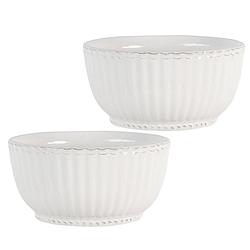 Foto van Haes deco - set van 2 soepkommen / mueslischalen - ø 14x7 cm / 500 ml - wit - keramiek - plain