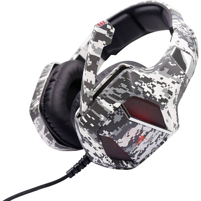 Foto van Berserker gaming army-embla over ear headset kabel gamen stereo zwart, wit volumeregeling