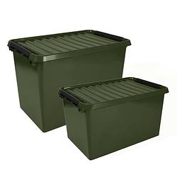 Foto van Sunware opslagboxen met deksel - 2x stuks - groen - 62 l en 72 l - opbergbox