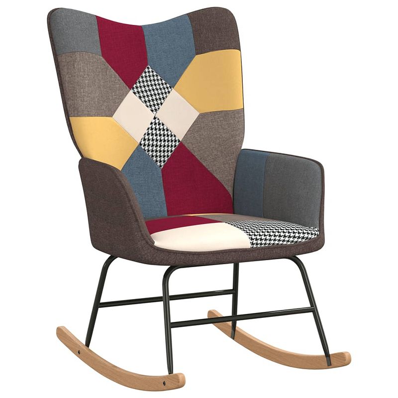 Foto van The living store schommelstoel patchwork - fauteuil - 61 x 78 x 98 cm - meerkleurig