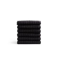Foto van Seashell wave handdoek set - 6 stuks - zwart - 60x110cm - premium