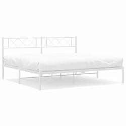 Foto van Vidaxl bedframe met hoofdbord metaal wit 183x213 cm