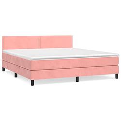 Foto van Vidaxl boxspring met matras fluweel roze 180x200 cm