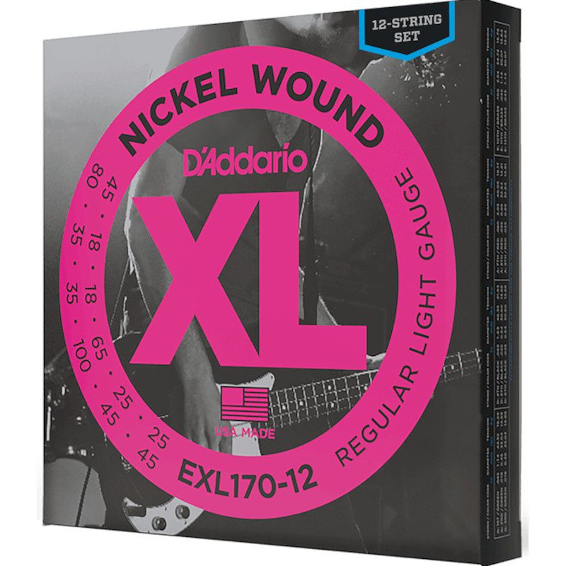 Foto van D'saddario exl170-12 nickel wound light 18-45 snaren voor 12-snarige bas