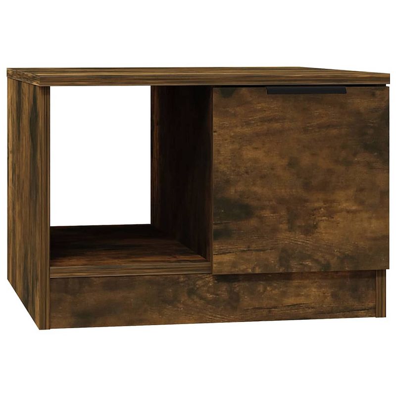 Foto van The living store salontafel - gerookt eiken - 50 x 50 x 36 cm - extra opbergruimte