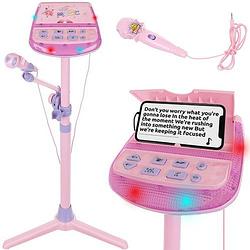 Foto van Karaoke set voor kinderen incl aansluiting voor telefoon of mp3 speler met licht en geluidseffecten roze