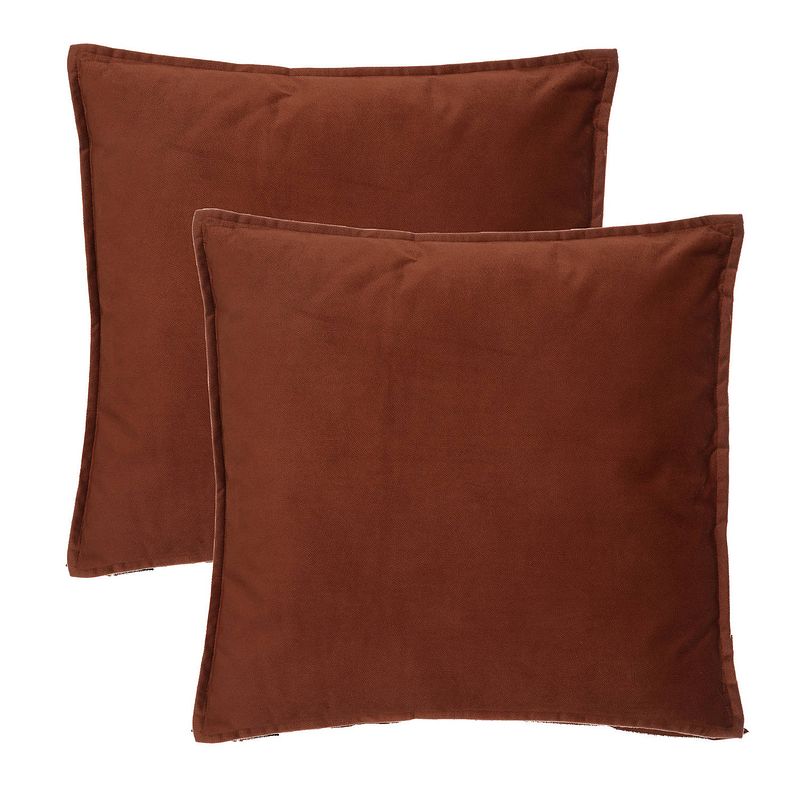 Foto van Atmosphera bank/sierkussens huiskamer sophia - 2x - 55 x 55 cm - terracotta - polyester - met rits - sierkussens