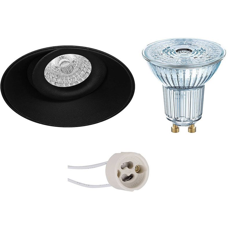 Foto van Led spot set - osram parathom par16 940 36d - pragmi nivas pro - gu10 fitting - dimbaar - inbouw rond - mat zwart - 3.7w