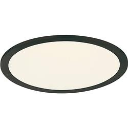 Foto van Led plafondlamp - plafondverlichting - trion povino - 15w - warm wit 3000k - dimbaar - rond - mat zwart - aluminium