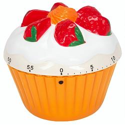 Foto van Patisse kookwekker cupcake 7,6 x 7,6 cm oranje/wit/rood