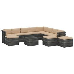 Foto van Vidaxl 12-delige loungeset met kussens pallet massief grenenhout